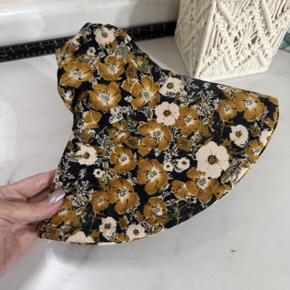 Anthropologie Corduroy Floral Print Bucket Hat Wide Wired Brim Sun Boho NWT - Picture 5 of 9